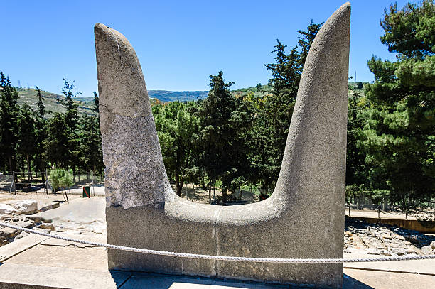 Sacred horns of Knossos Palace stock photo