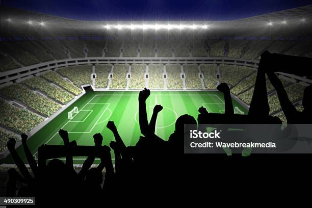 Silhouettes Of Football Supporters Stock Photo - Download Image Now - Soccer, Fan - Enthusiast, Stadium