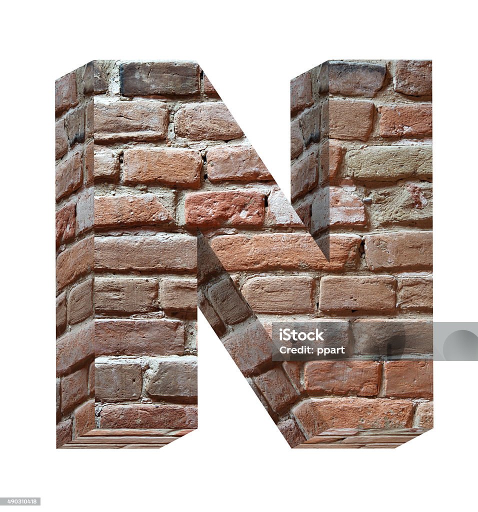 One letter from old brick alphabet set Computer generated 3D photo rendering. Alphabet Stock Photo