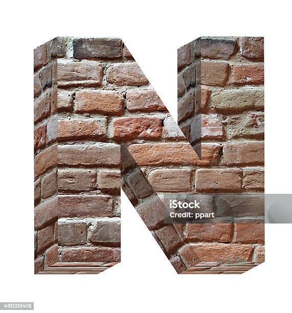 One Letter From Old Brick Alphabet Set Stock Photo - Download Image Now - Alphabet, Block Shape, Brick