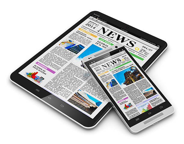 istock Tablet PC and smartphone with business news 490310675