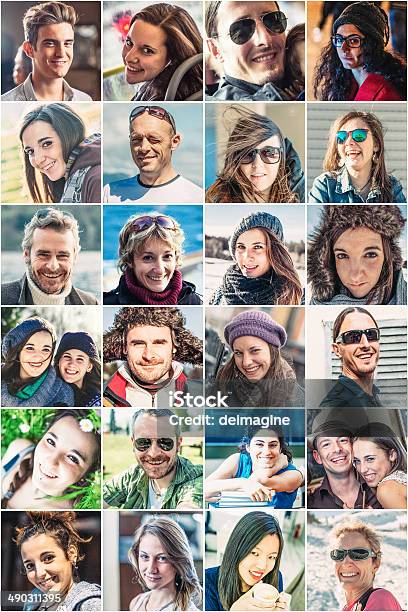 Portrait Of Smiling People Stock Photo - Download Image Now - Multiracial Group, Human Face, Image Montage