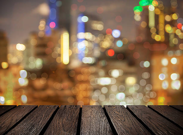 istock old wood texture in perspective on night light bokeh 490312402