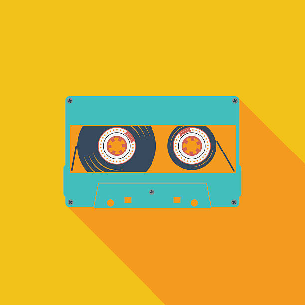 ilustraciones, imágenes clip art, dibujos animados e iconos de stock de audiocassette simple icono - retro revival music audio cassette old