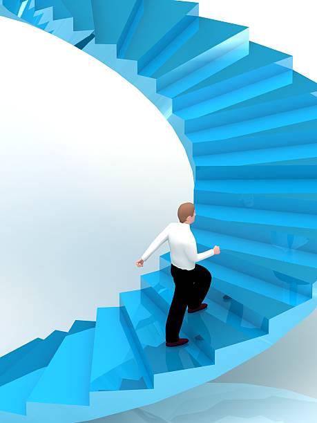 istock People goes on the career stairs. 490313625