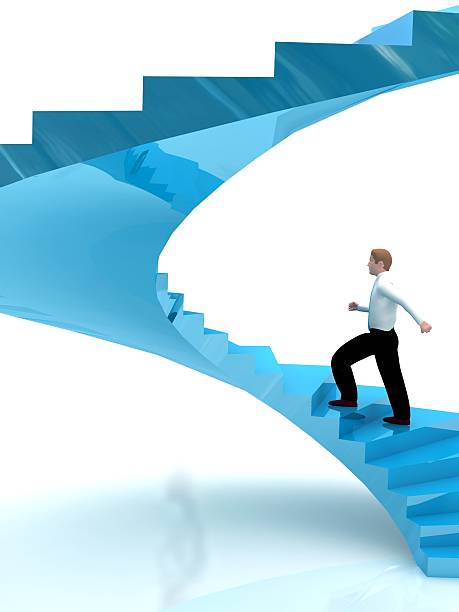 istock People goes on the career stairs. 490313633