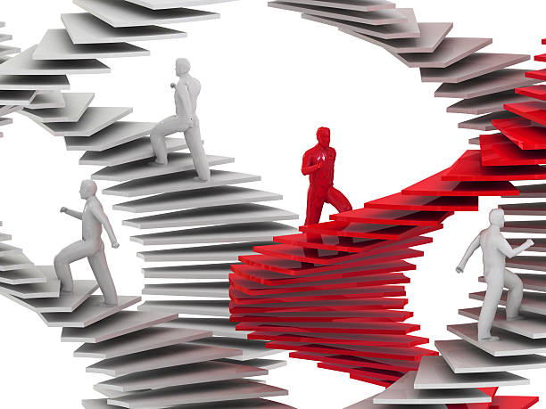 istock People goes on the career stairs. 490313653