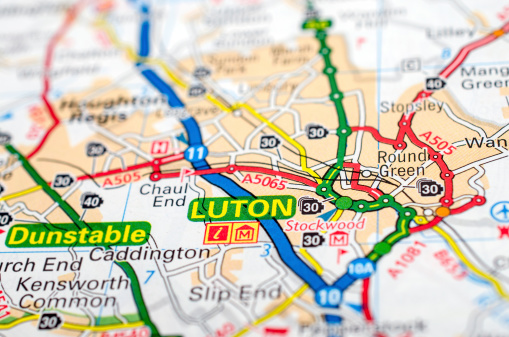 London Luton on a road map