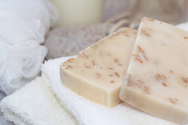 istock Soap with oat scrub and milk 490315008