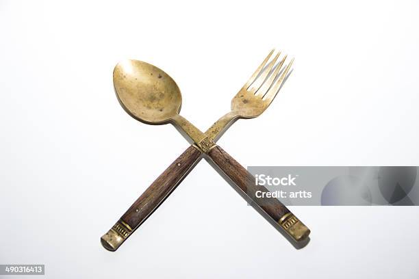 Gold Spoons And Forks Stock Photo - Download Image Now - Cleaning, Close-up, Collection