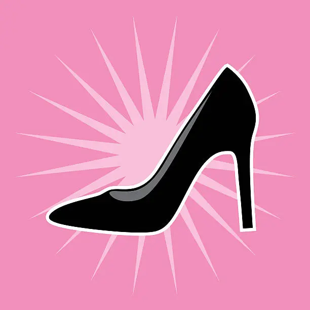 Vector illustration of Pink Burst High Heel Shoe Icon