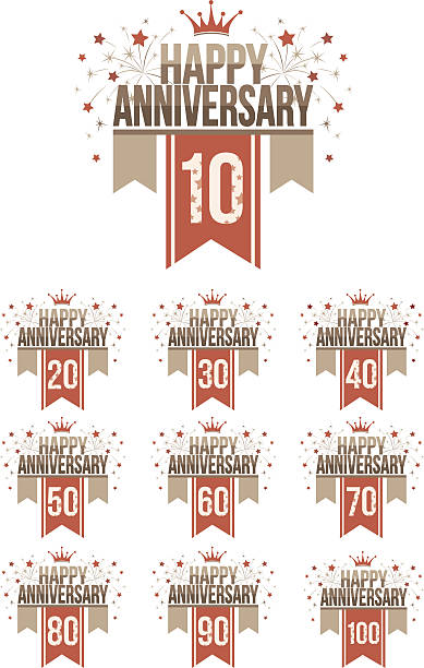 Set of anniversary emblems. Set of anniversary design elements. 20 24 years stock illustrations