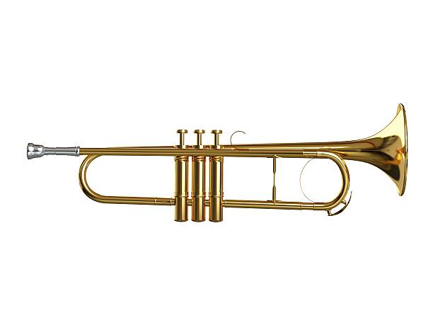 trompete - trumpet musical instrument isolated jazz - fotografias e filmes do acervo
