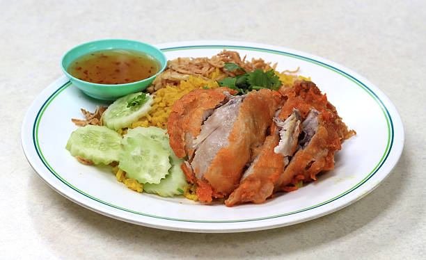 istock Chicken Biryani with green chutney 490337044