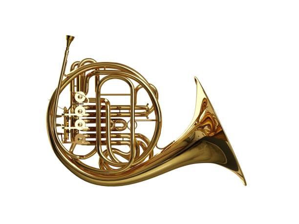 french horn - blasinstrument stock-fotos und bilder