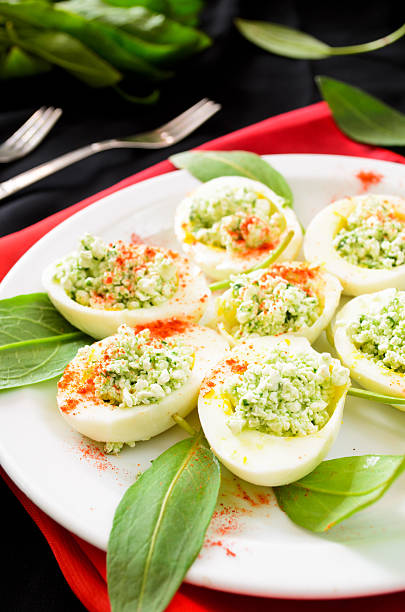 istock eggs with cottage cheese, wild leek and paprika 490340476