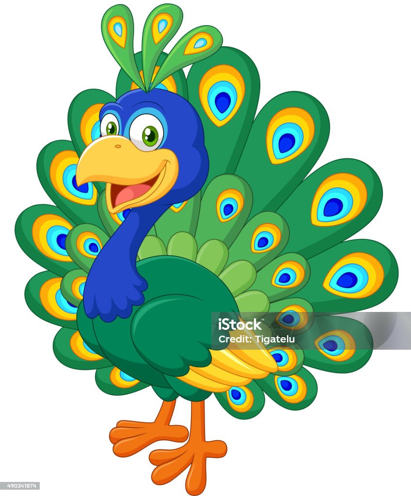 Phim Hoạt Hình Con Công Xinh Đẹp Bị Cô Lập Trên Nền Trắng Hình ...