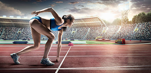 istock Female athlete prepares to run 490342358
