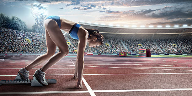 istock Female athlete prepares to run 490342646