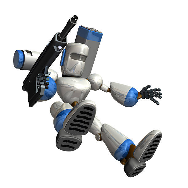 istock Combat robot is trying to land. 490342736