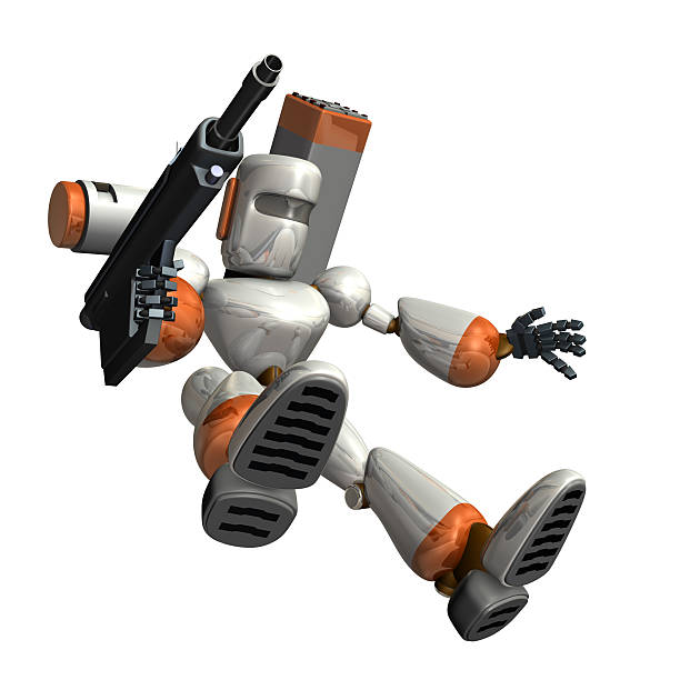Combat robot is trying to land.