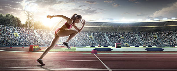 istock Female athlete sprinting 490343250