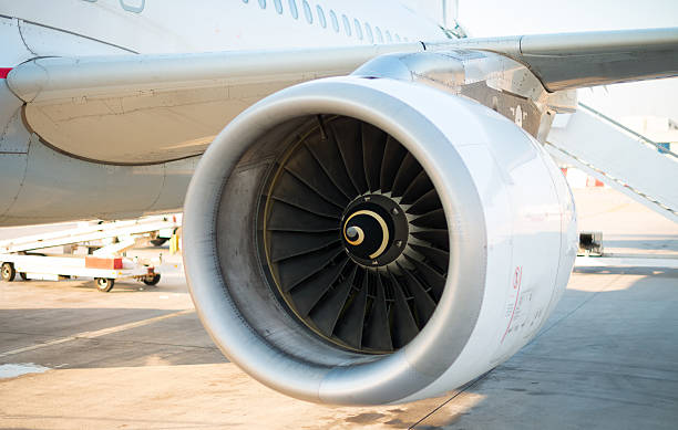 istock Modern engine of passenger airplane in airport. 490344558