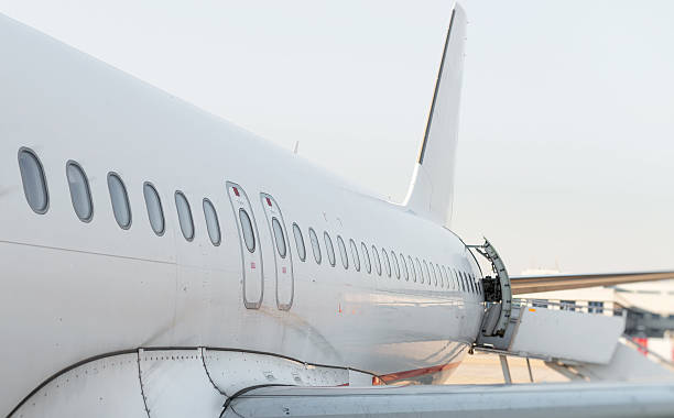 istock Passenger aircraft windows. View from outside. 490344598