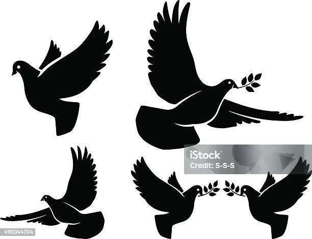 Where Silhouettes Stock Illustration - Download Image Now - Dove - Bird, Pigeon, In Silhouette