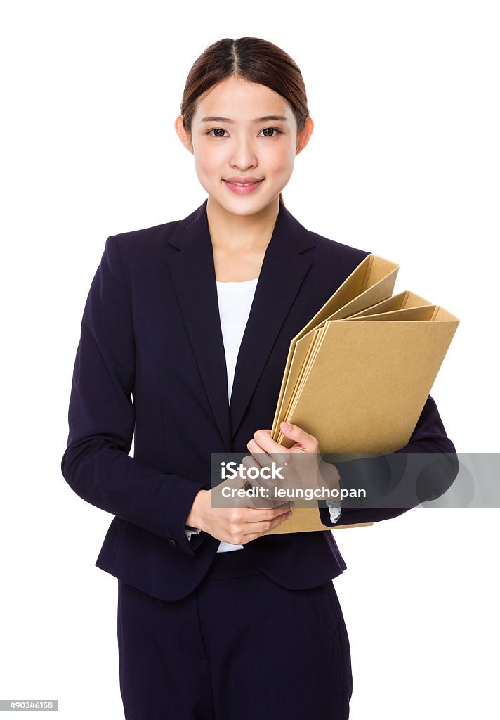 Businesswoman hold with folder 2015 Stock Photo