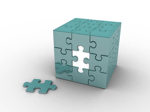 cubo puzzle - teamwork absence blank jigsaw puzzle imagens e fotografias de stock