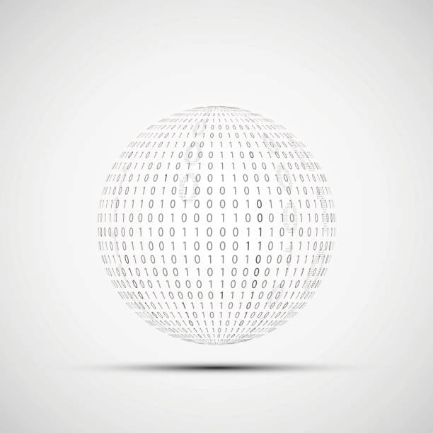мяч двоичный код. - binary code three dimensional shape symbol sign stock illustrations