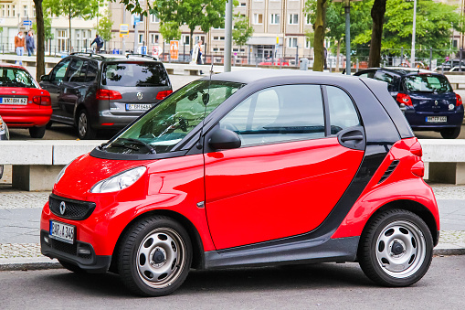Berlin, Germany - September 11, 2013: Motor car Smart City Coupe is parked at the city street.
