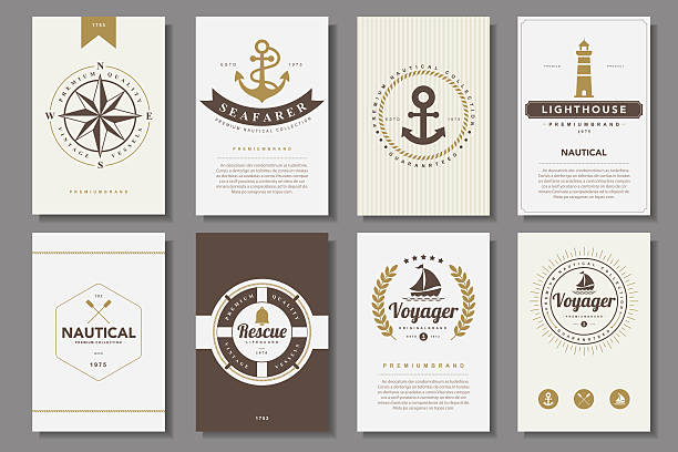 Set of  nautical brochures in vintage style .Vector eps10