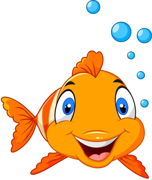 ilustrações, clipart, desenhos animados e ícones de adorável peixe-palhaço água com bolhas isolado no fundo branco - tropical fish clown fish isolated animal