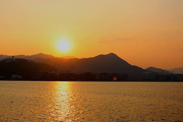 istock Beautiful sunset at Shatin, Hong Kong 490359398