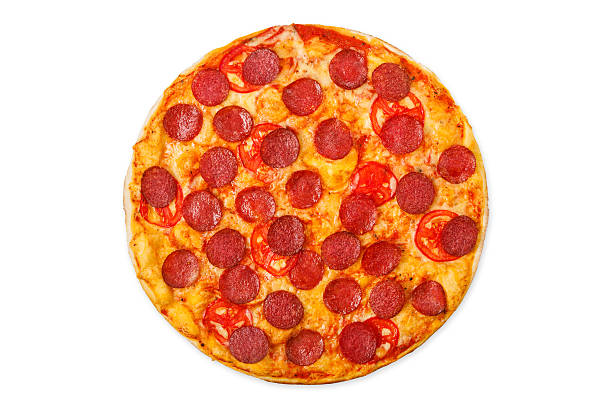 istock Delicious pizza with pepperoni and tomatoes 490362646