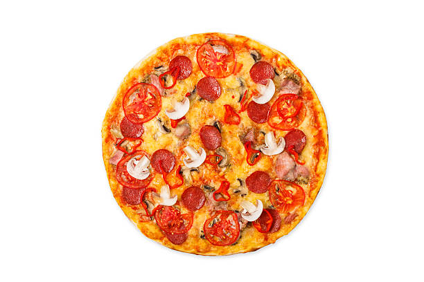 istock Delicious pizza with mushrooms, chili and pepperoni 490362806