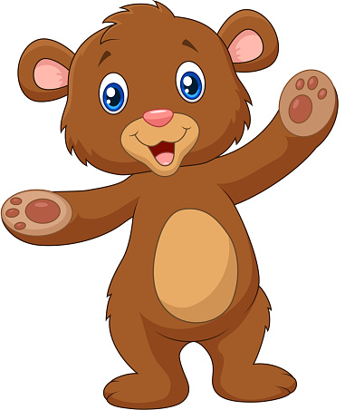 Cartoon Happy Baby Brown Bear Waving Hand Stock Illustration - Download Image Now - 2015, Animal, Animal Body Part - iStock