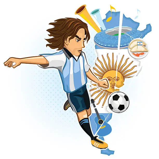 Vector illustration of Argentine Argentina Soccer Player