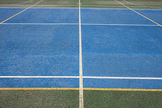 istock Blue Tartan race track with white lines 490365182