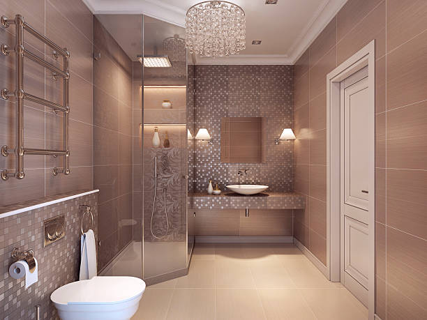 istock Modern bathroom in the art deco style. 490365560