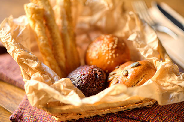 istock Buns of bread in a basket 490365684