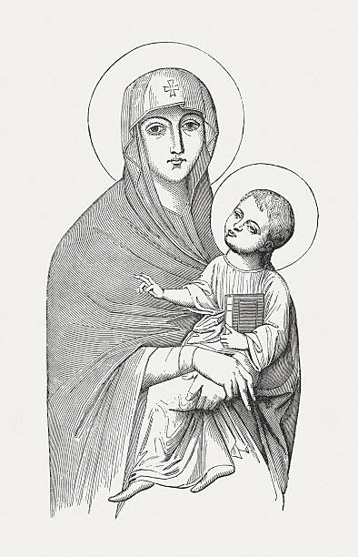 Salus Populi Romani of Santa Maria Maggiore, published in 1878 Salus Populi Romani (English: Protectress of the Roman People). It has historically been the most important Marian icon in Rome. Wood engraving after a byzantine icon (Late Antiquity (5th century, painted over in the 13th century) in the Cappella Paolina, a chapel of the Basilica of Santa Maria Maggiore in Rome, published in 1878. byzantine icon stock illustrations