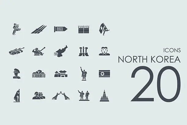 Vector illustration of Set of North Korea icons