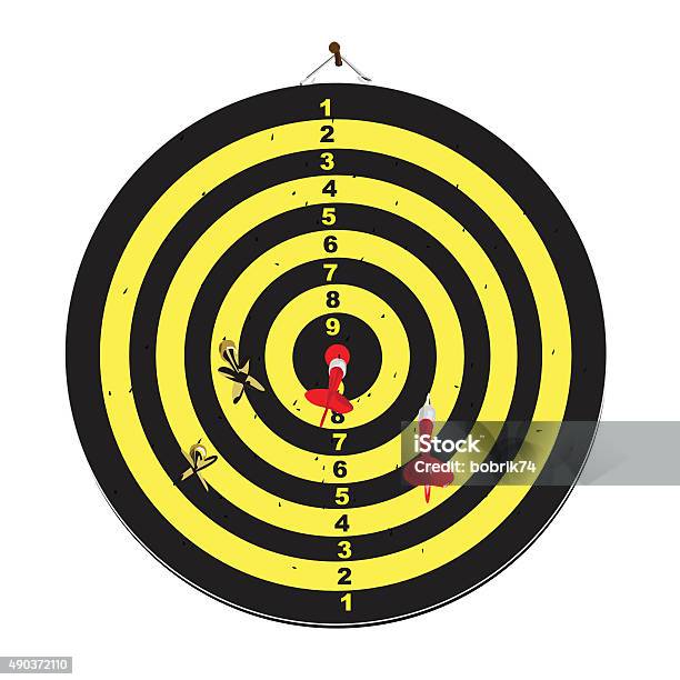 Dartboard With Darts Stock Illustration - Download Image Now - 2015, Accuracy, Aiming