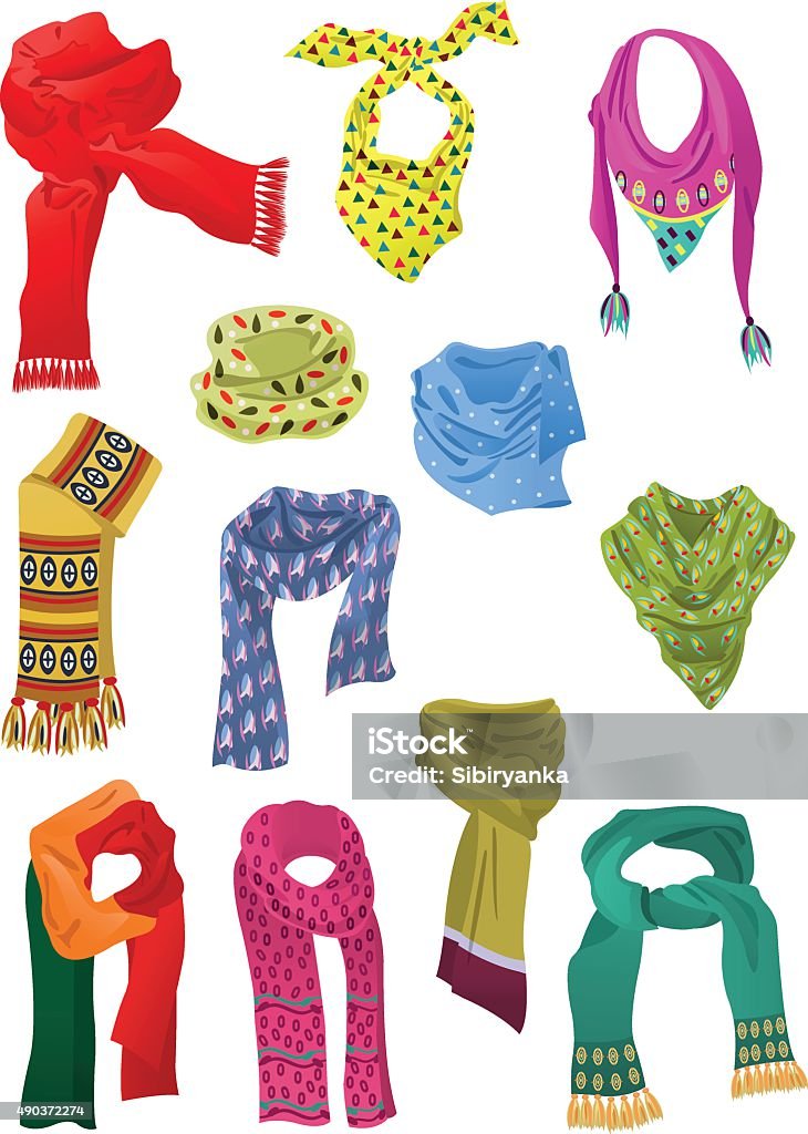 Set of scarves for girls Set of scarves for girls isolated on white background Headscarf stock vector