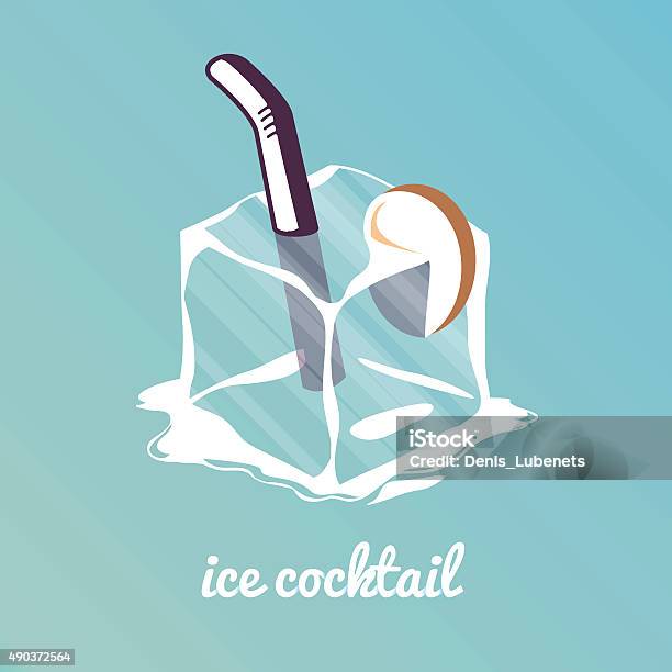 Ice Cocktail Gradient Background Stylish Typography Flat Design Stock Illustration - Download Image Now