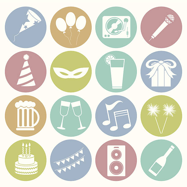 ikony strony - party hat silhouette symbol computer icon stock illustrations