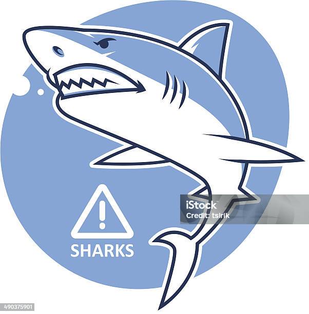 Evil Shark Warning Sign Stock Illustration - Download Image Now - Shark, Animal Teeth, Vector